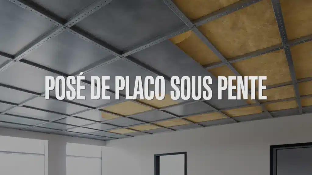 Illustration pose de placo sous pente avec ossature metallique