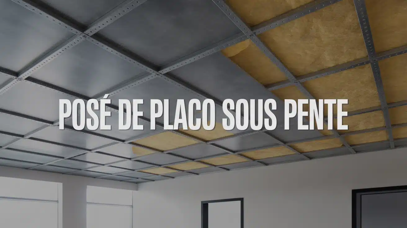 Illustration pose de placo sous pente avec ossature metallique