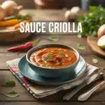 bol de sauce criolla avec poivrons colorés et légumes frais