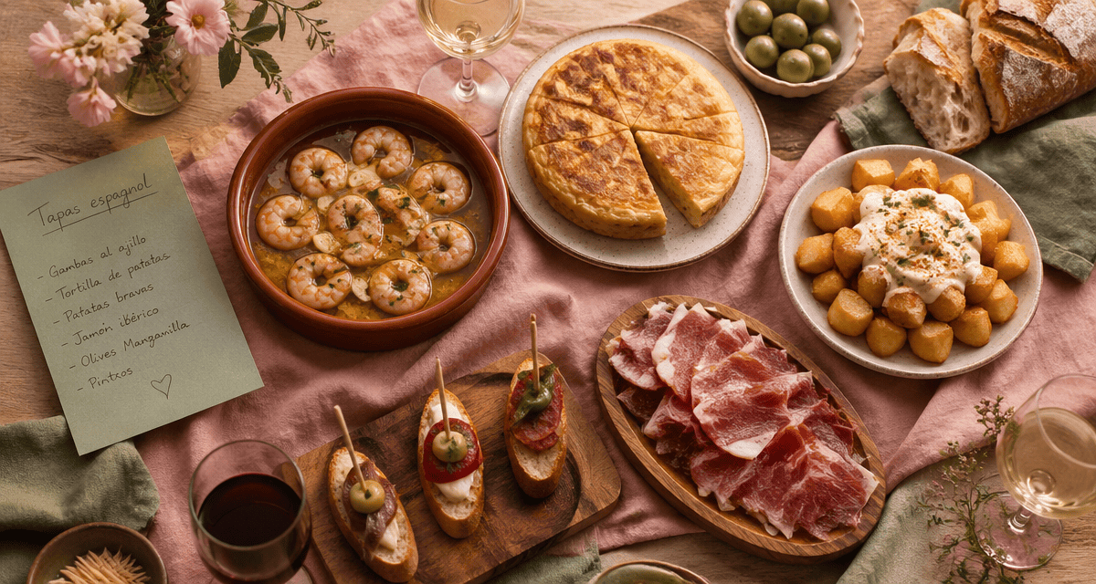 recette des tapas espagnol sur table apéritif
