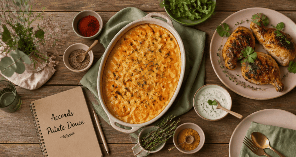 accompagnement patate douce gratin doré et épices