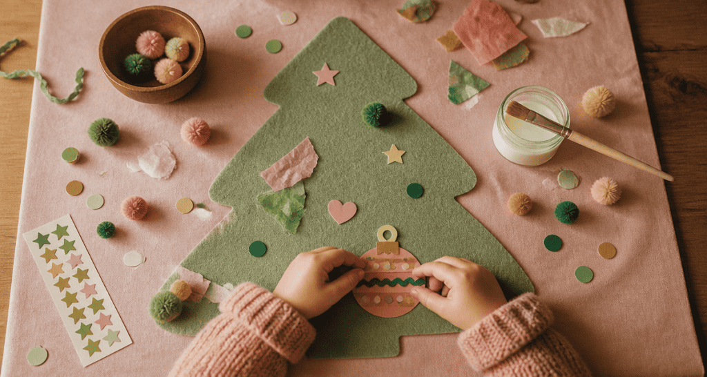 bricolage de noël pour petit de 2 ans sapin feutrine