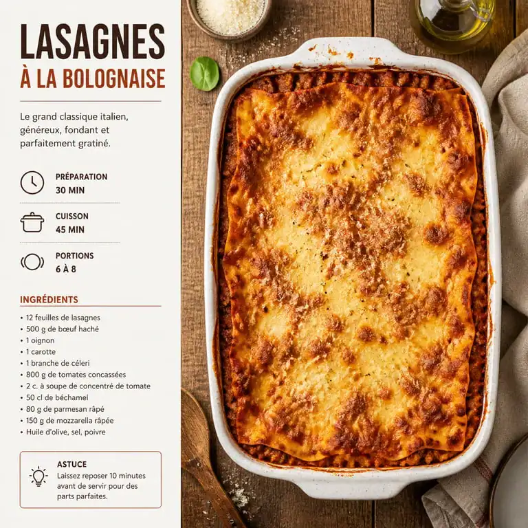 Plat de lasagnes à la bolognaise pour 10 personnes