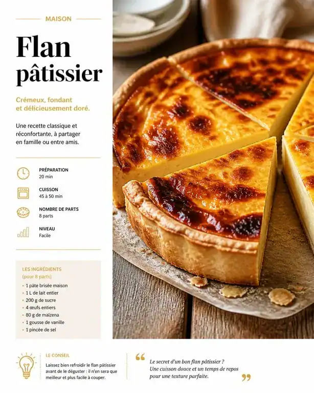 Flan pâtissier maison, une idée gourmande pour utiliser beaucoup d'oeufs