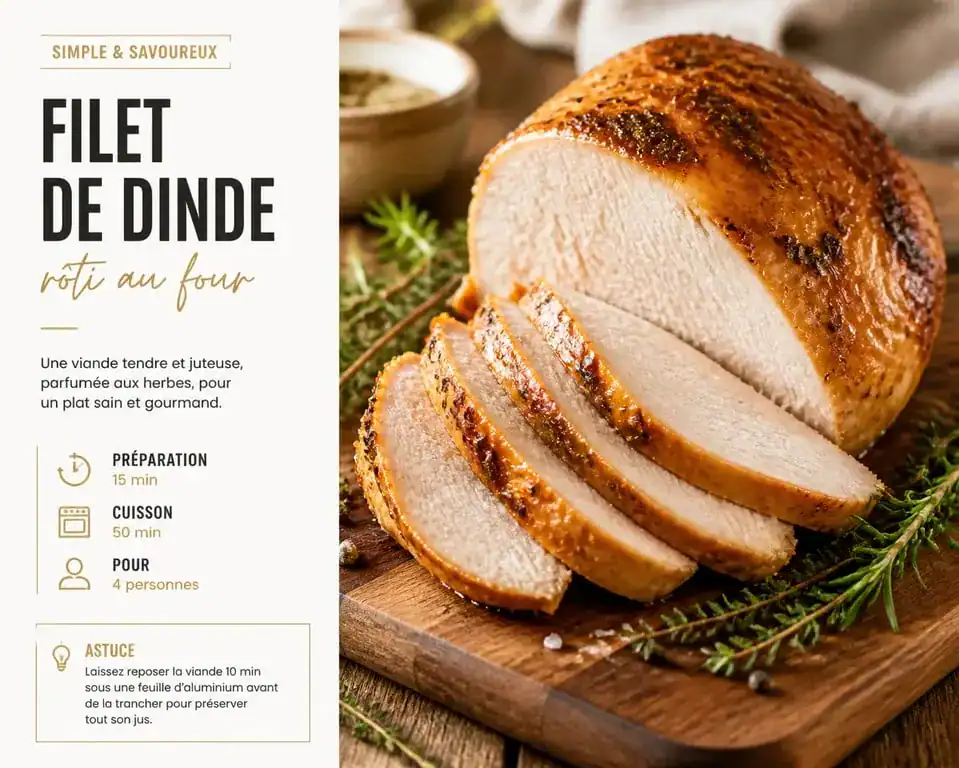 Filet de dinde au four moelleux et doré, recette maison