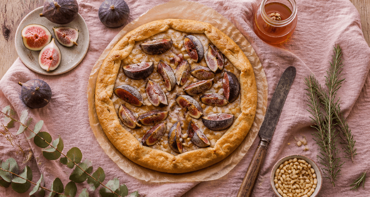 tarte aux figues congelées sur table en bois