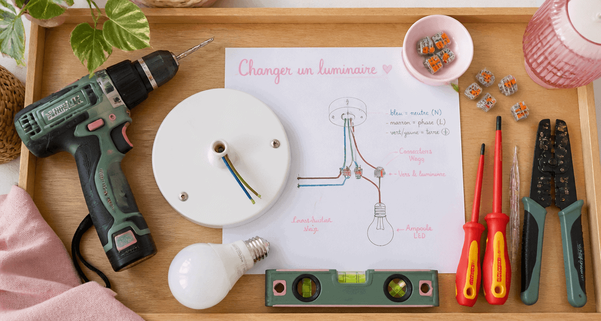 installer luminaire plafond outils et schéma