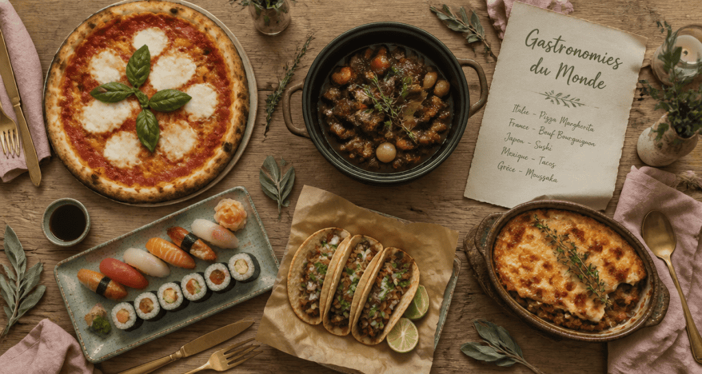 Les 5 grandes cuisines du monde sur une table