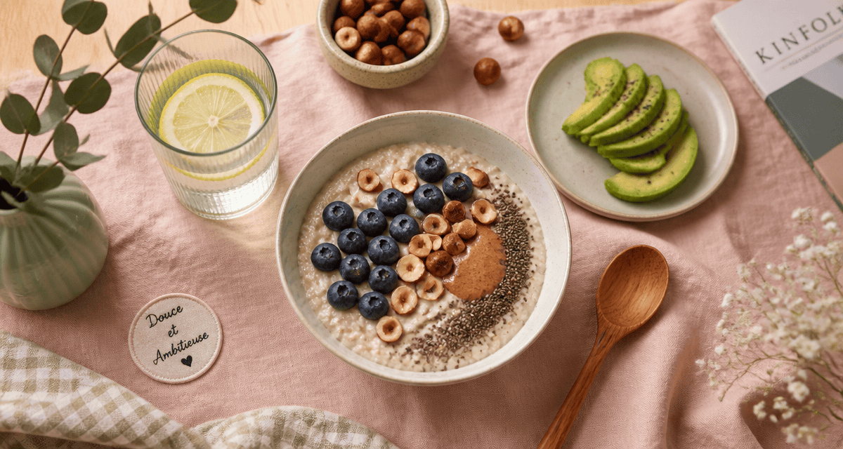 petit dej équilibré recette porridge myrtilles noisettes