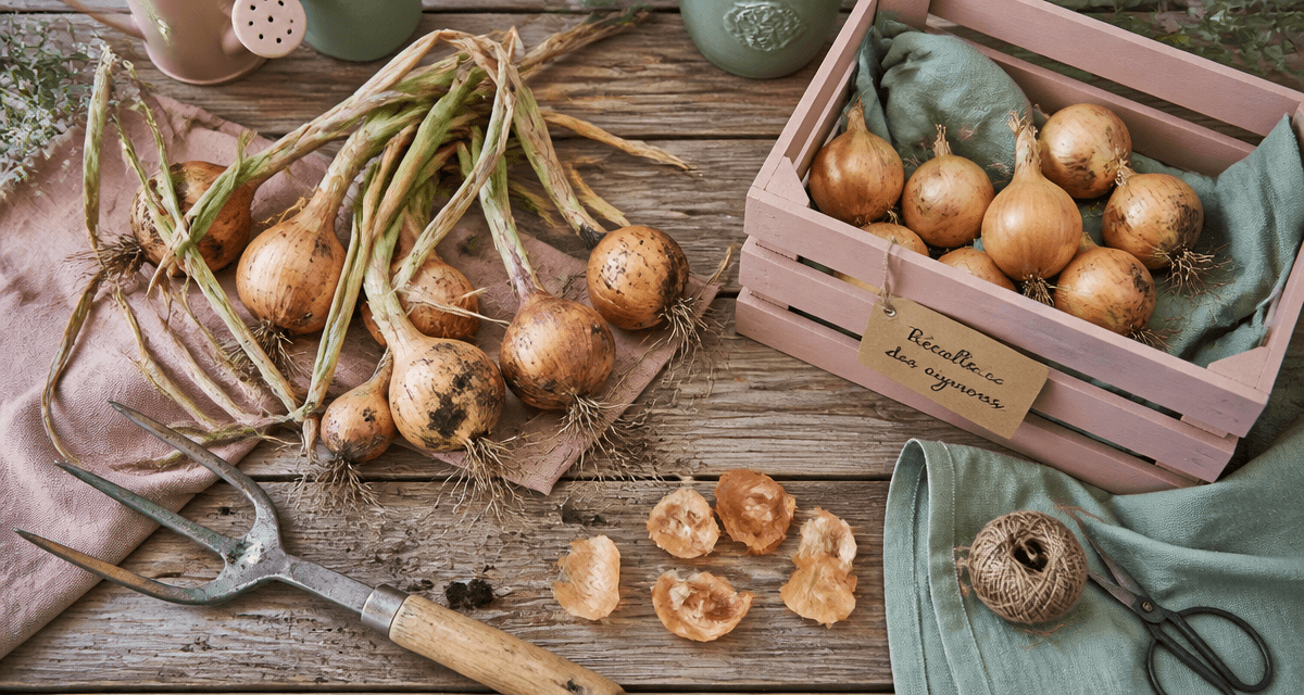 Quand récolter les oignons, oignons fraîchement récoltés sur table de jardin