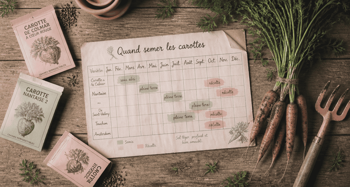 Quand semer les carottes calendrier avec graines et outils