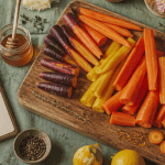 recette carotte fondante multicolore au miel sur planche