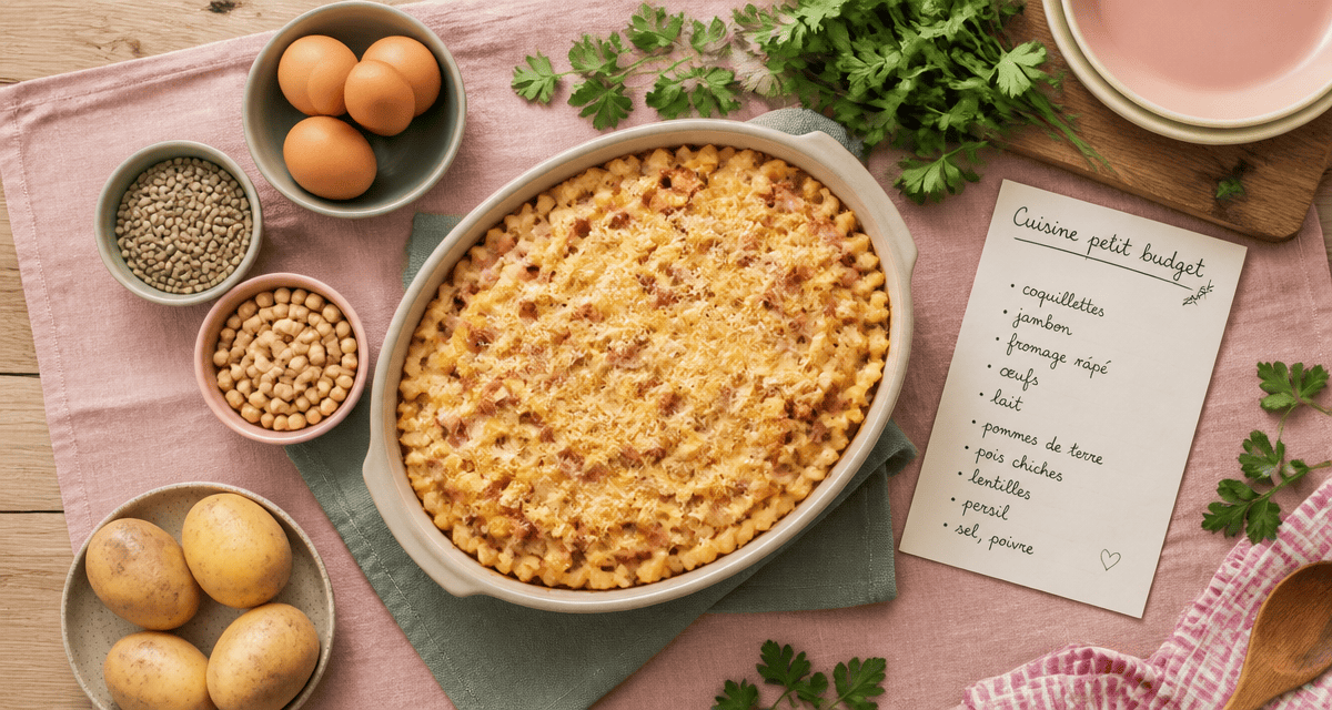 recette facile pas cher gratin coquillettes jambon fromage