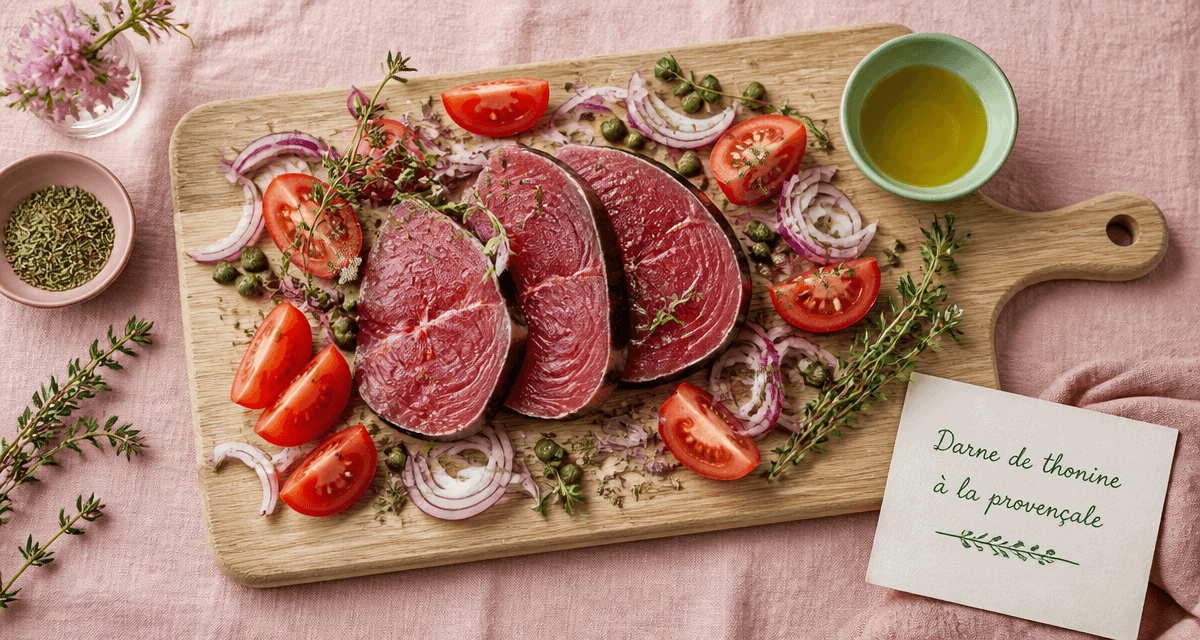recette thonine darne à la provençale sur planche bois