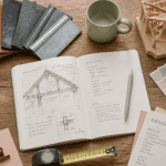 Toiture à refaire, échantillons et devis sur table