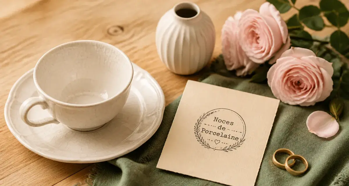 20 ans de mariage : noces de porcelaine, porcelaine blanche et alliances