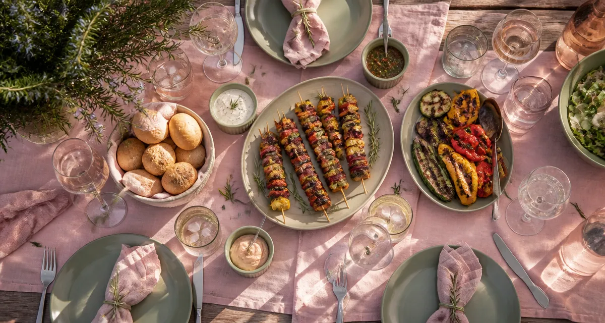 barbecue entre amis table dressée plats grillés
