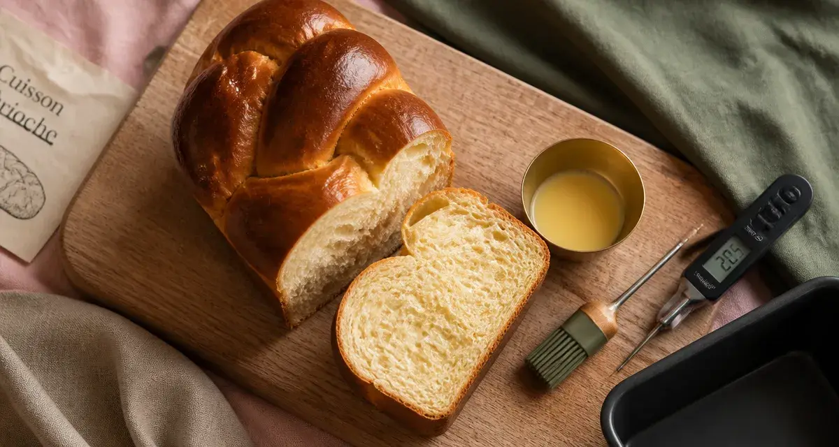 Photo brioche cuisson maison à 180°C, mie filante