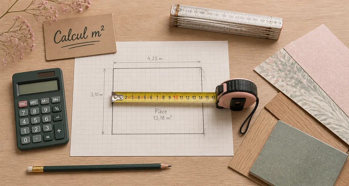 Calcul m2 : mesurer une pièce en L avec un mètre ruban