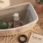 Chasse d’eau qui coule : pièces de WC ouvertes et calcaire à réparer