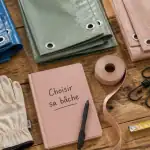 atelier avec différentes bâches et accessoires pour choisir une bâche