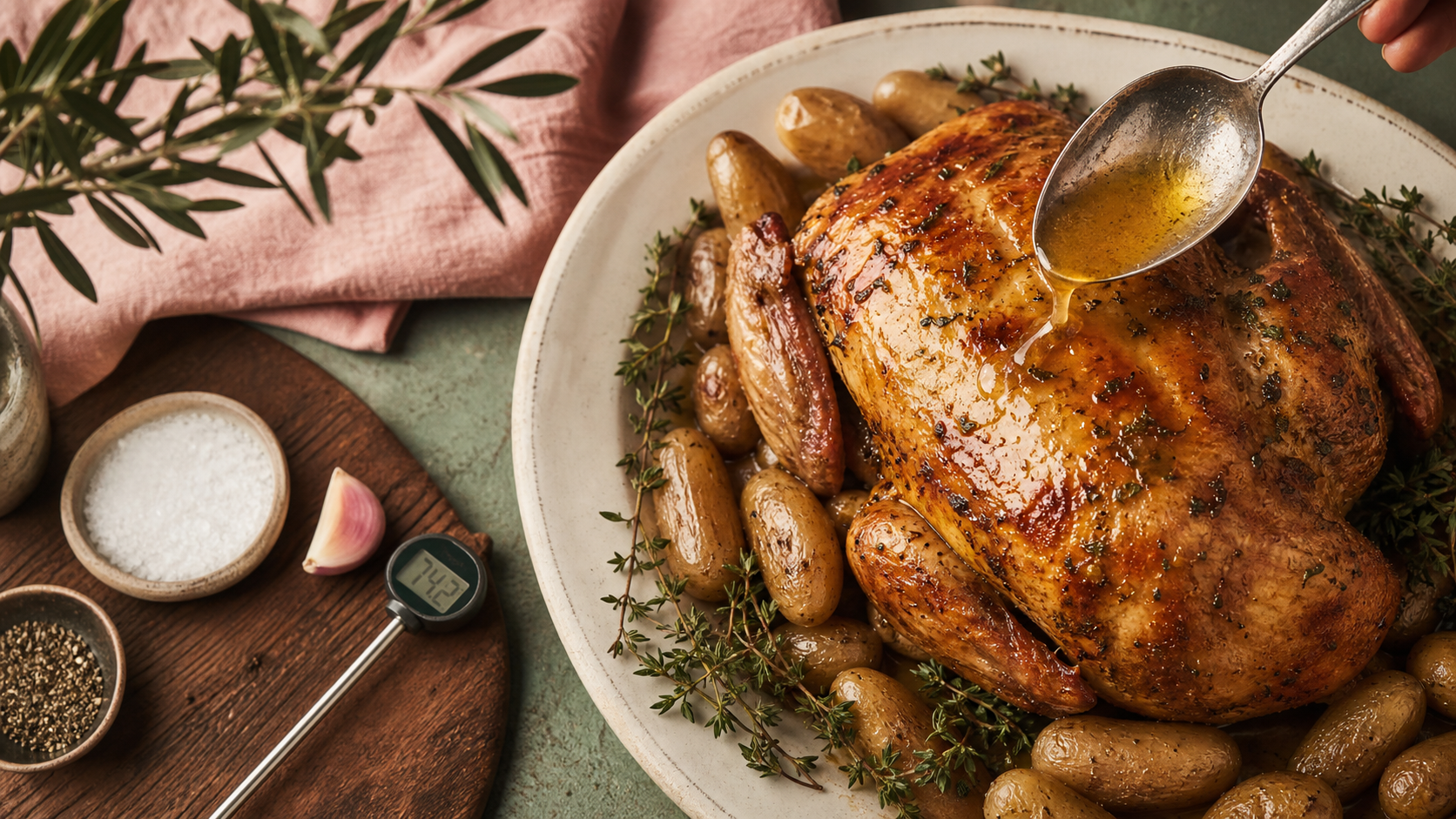 Comment cuire du poulet au four : poulet rôti peau croustillante dorée