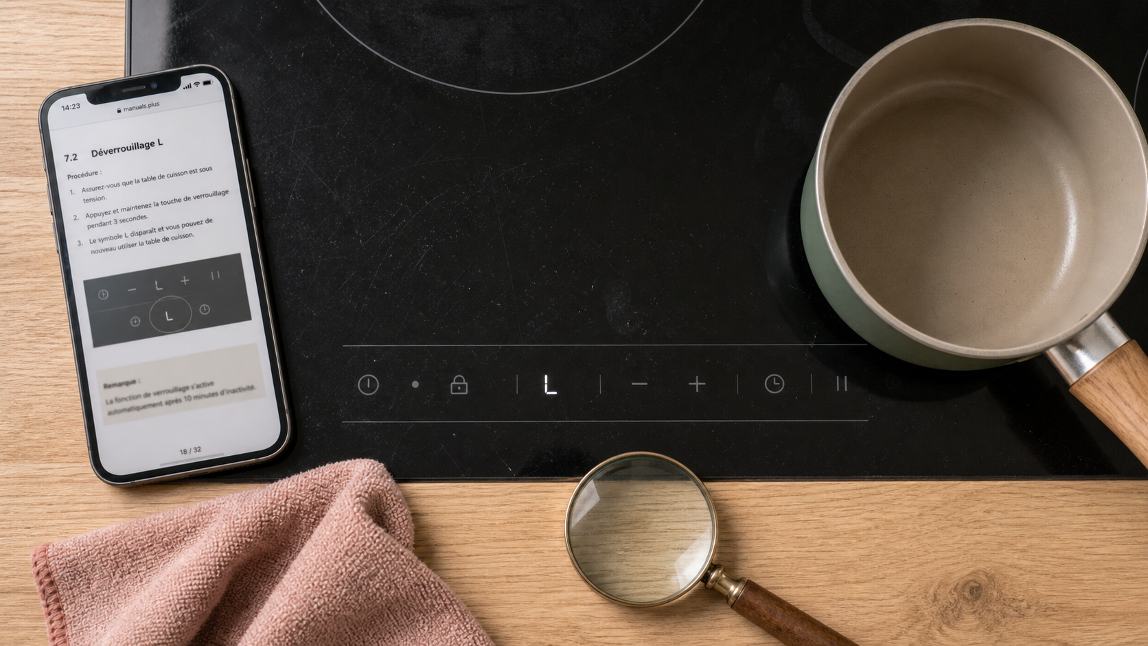 Comment déverrouiller une plaque de cuisson bloquée, symbole L sur bandeau tactile