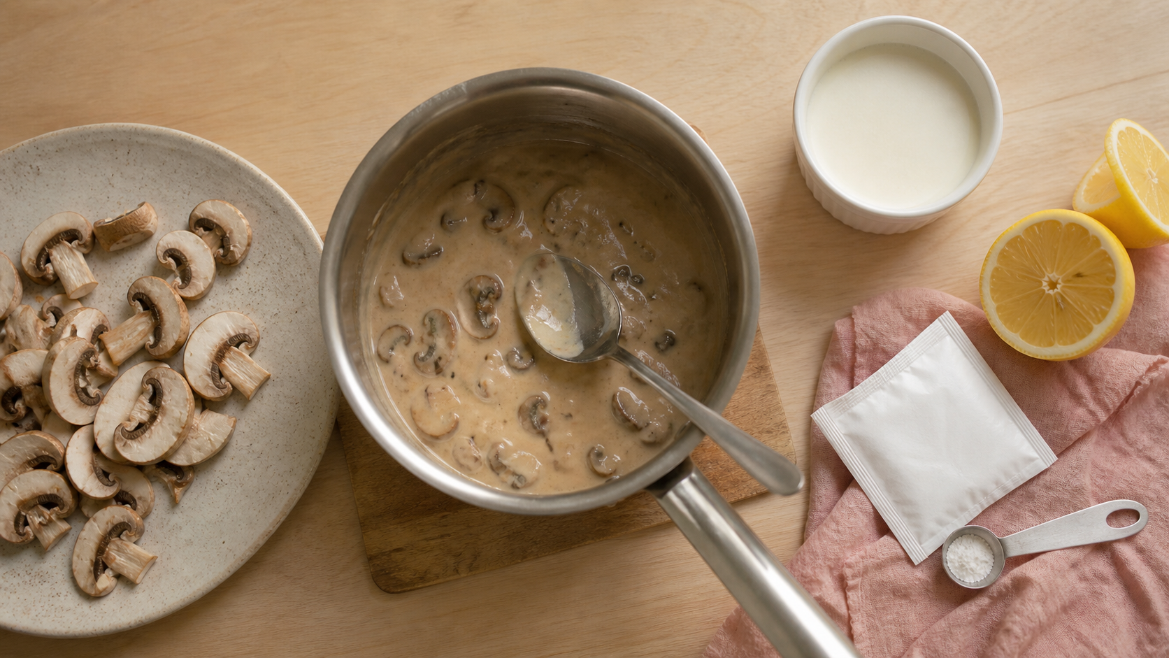 comment epaissir une creme : crème aux champignons brillante en cours