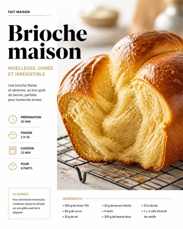 Brioche maison dorée et moelleuse après cuisson au four