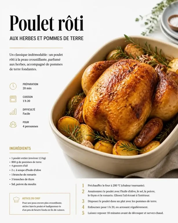 Poulet rôti au four doré et croustillant dans un plat