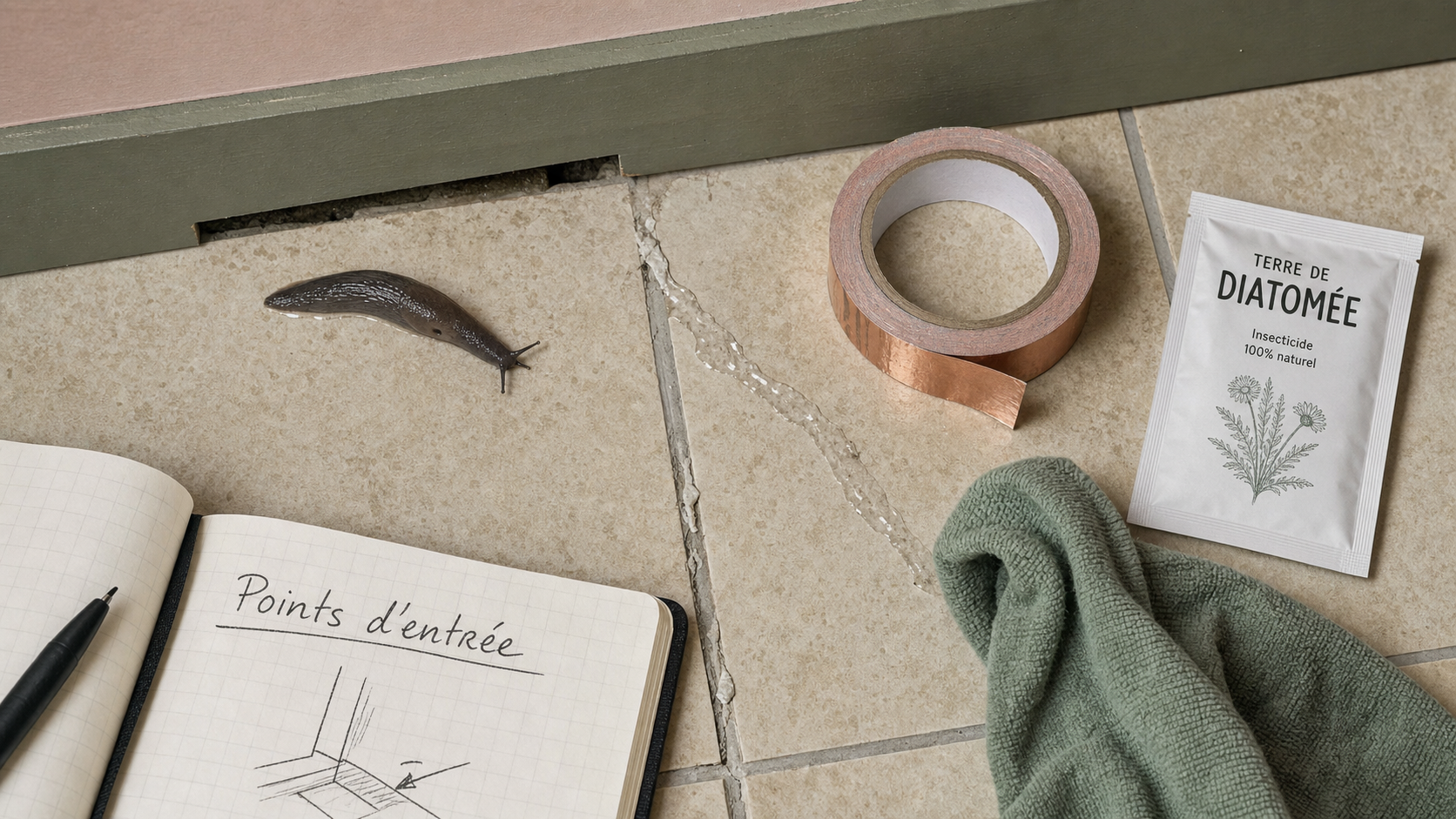 Limace dans la maison près d’une plinthe, solutions anti-limaces