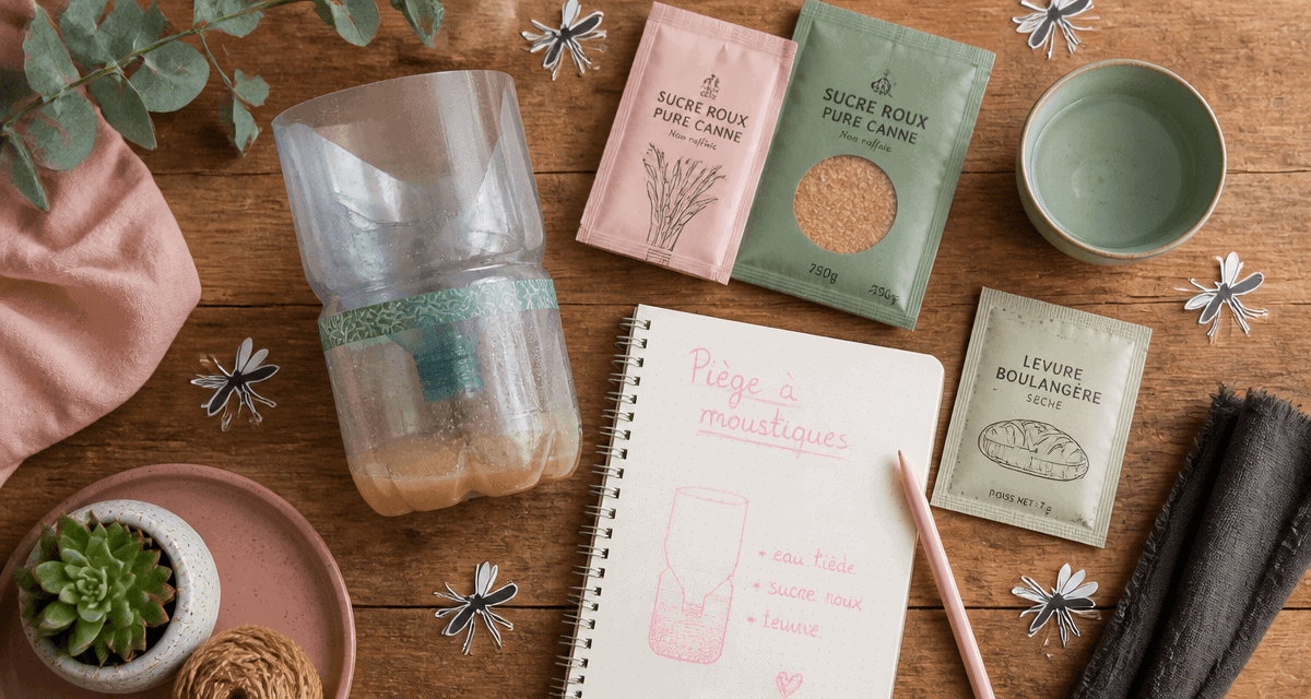 piège à moustiques maison DIY, ingrédients et carnet