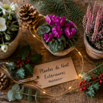 plante de noel exterieur en pot sur table bois