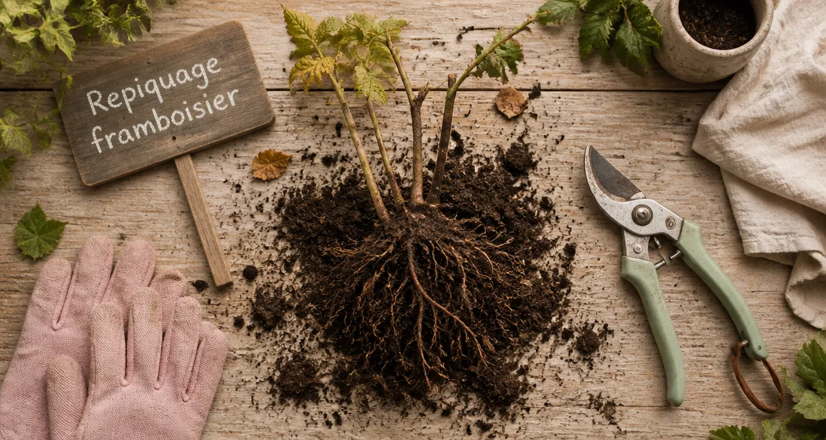 quand repiquer des framboisiers motte racines outils