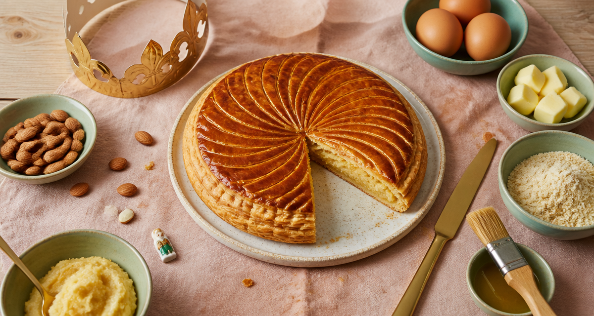 recette pour la galette des rois maison en flat-lay