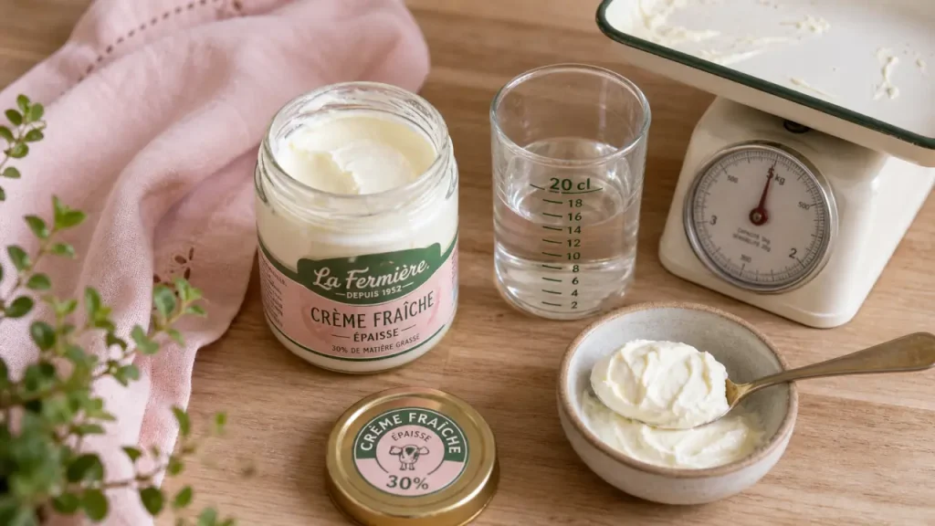 20 cl crème fraîche épaisse en gramme : 204 g, conversion sans balance