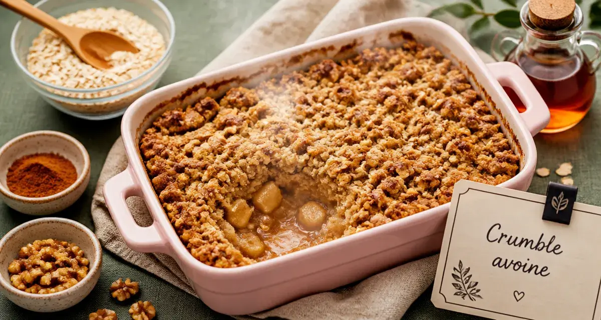 Healthier crumble avoine pommes, pâte croustillante