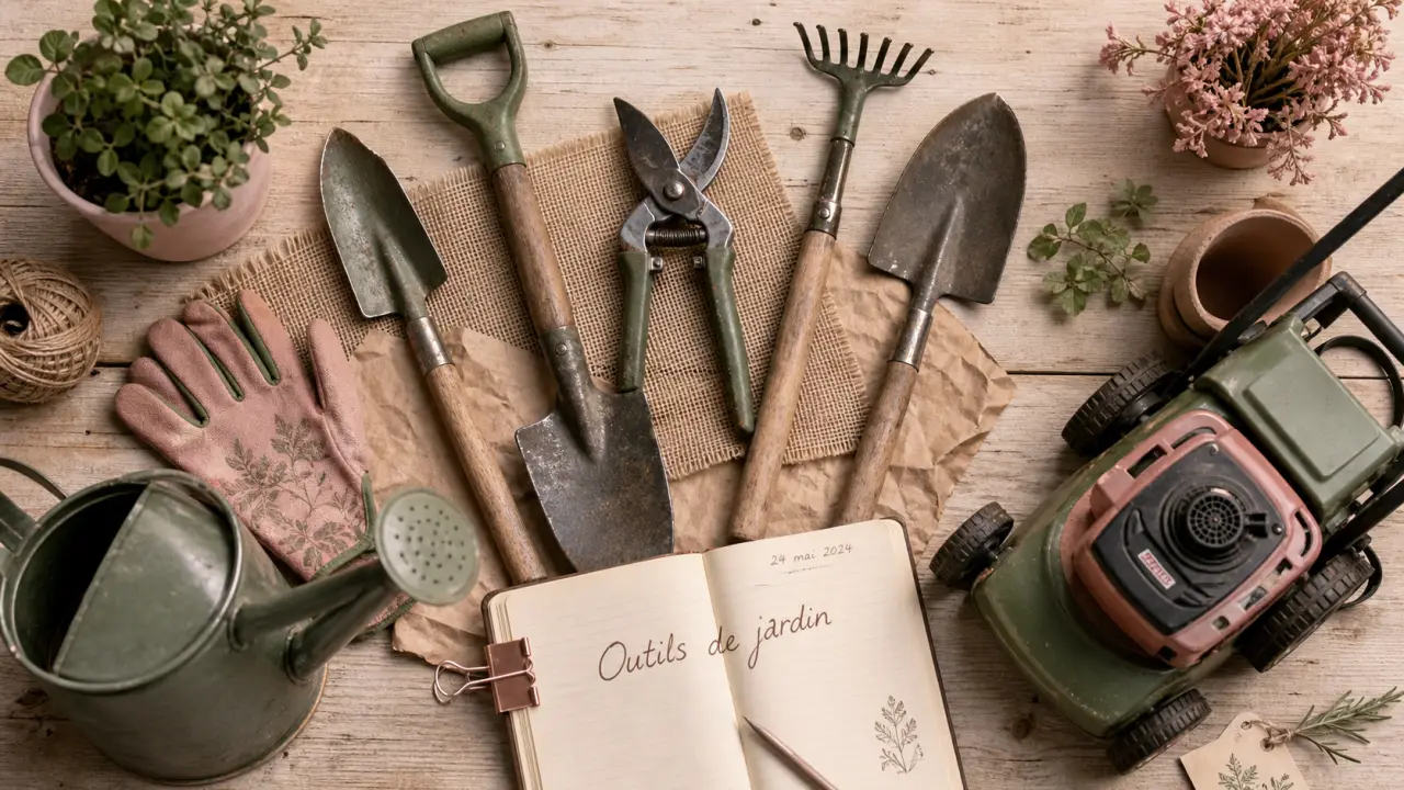 94 outils de jardinage, outils attendus niveau 3 : bêche, sécateur, arrosoir