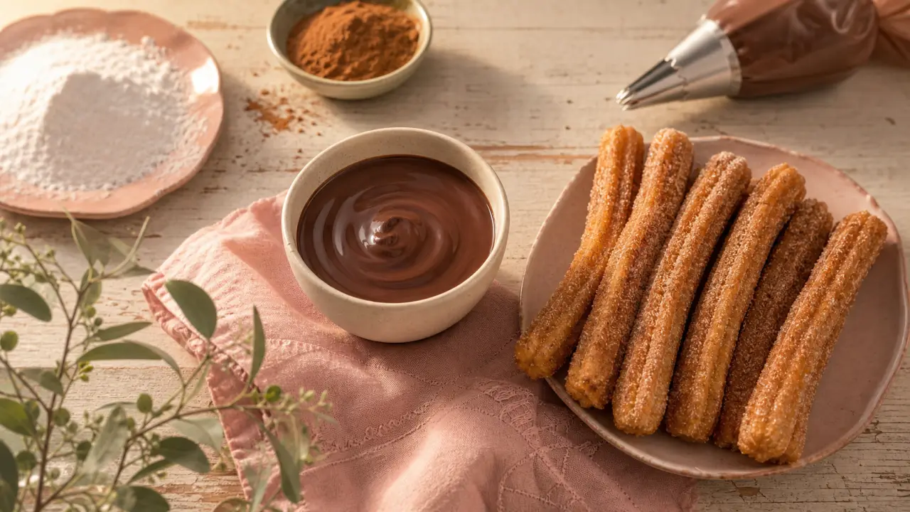 Dessert espagnoles : churros dorés et chocolat chaud