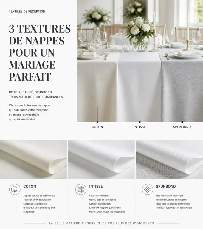 Différentes matières de nappe mariage pour une réception élégante