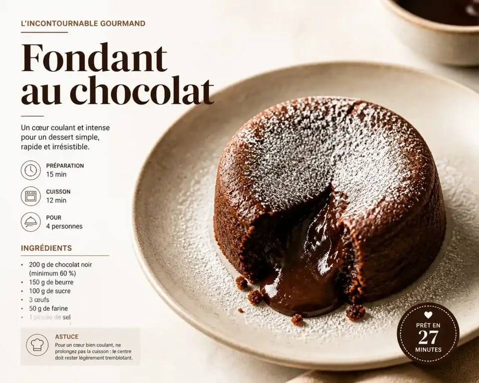 Recette gâteau au chocolat facile et fondant sur une assiette