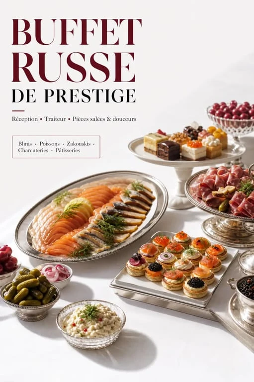 Epicerie et traiteur prestige : buffet traiteur russe haut de gamme pour réception