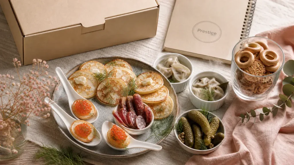 Epicerie et traiteur prestige russe à Paris, rue Lecourbe : blinis, pelmenis, kabanos