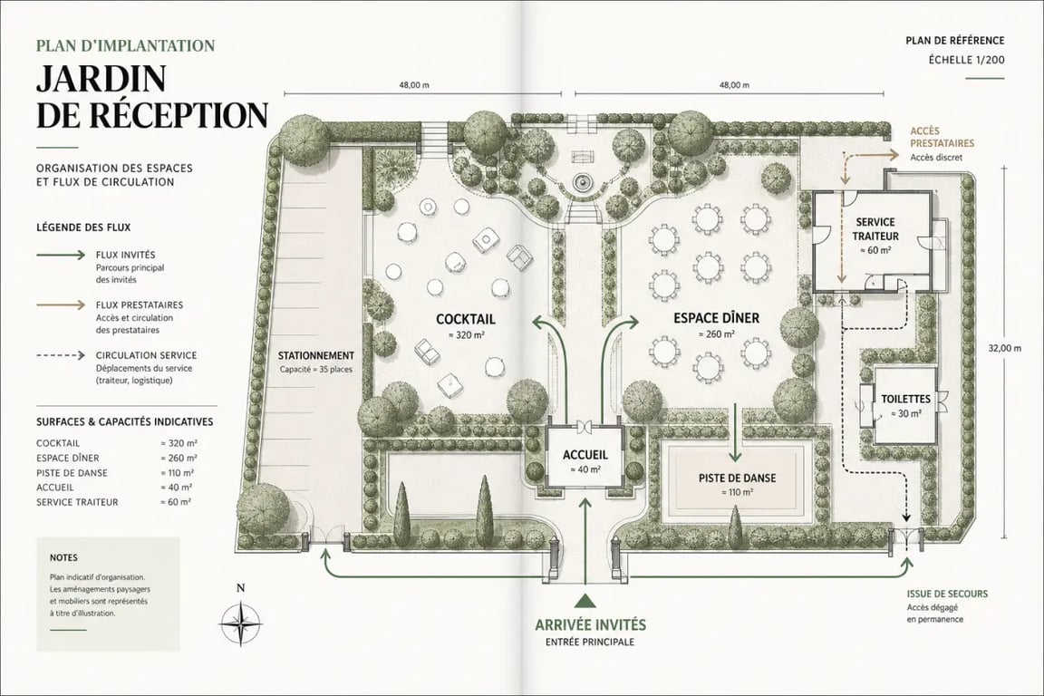 Organiser une réception de mariage champêtre dans son jardin avec circulation des invités et des prestataires