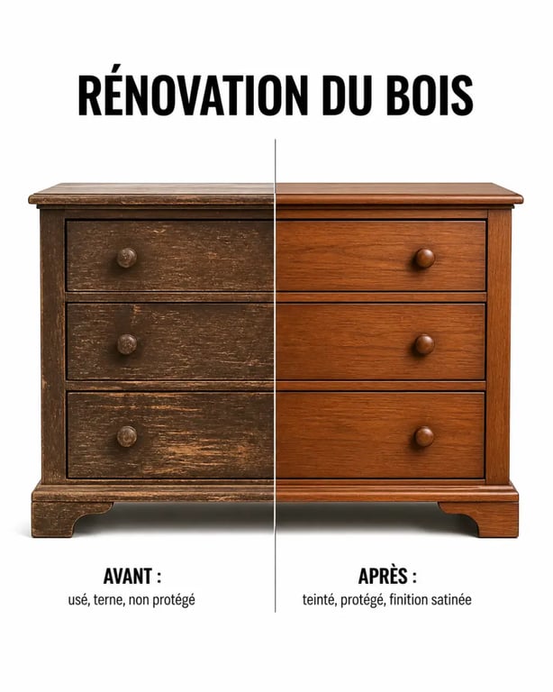 Comment rénover facilement ses vieux meubles en bois : avant et après rénovation d’un meuble en bois