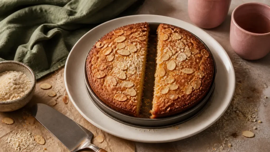 Gateau au amandes recette moelleux 15 cm, tranches et amandes
