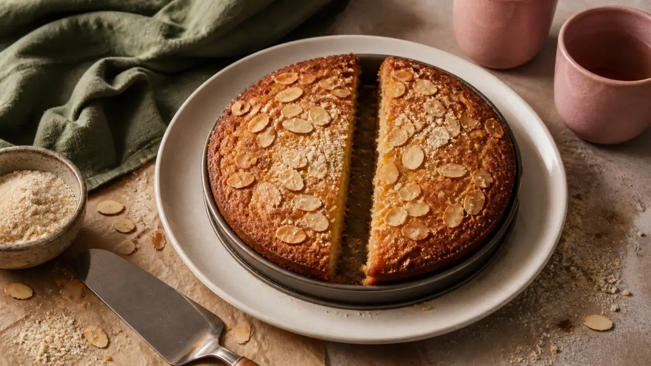 Gateau au amandes recette moelleux 15 cm, tranches et amandes