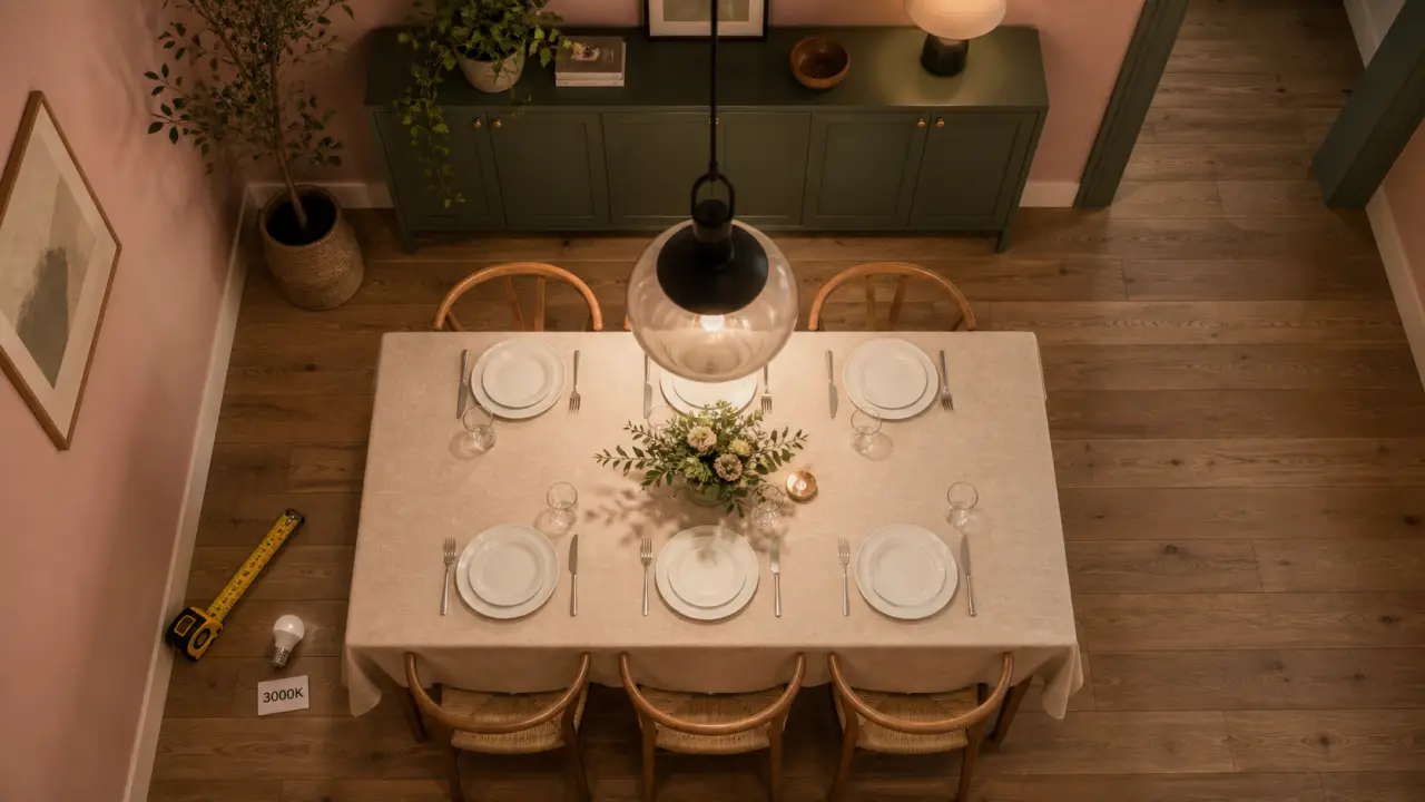 Lustres salle à manger au-dessus d’une table : hauteur, taille et style