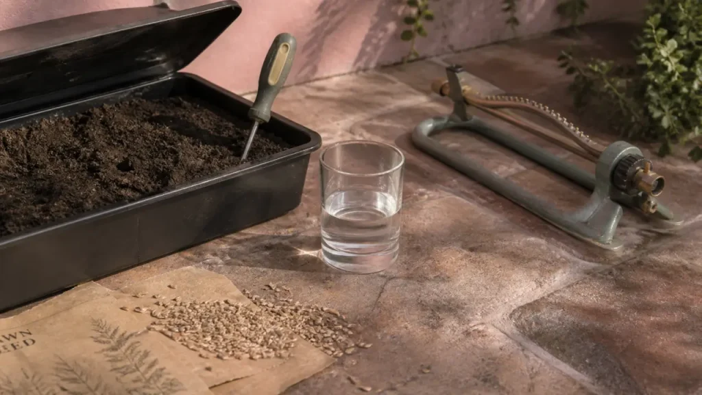 Quantite eau nouveau gazon : 4 à 5 litres par m², sans noyer les graines