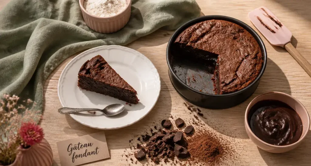 Recette gâteau au chocolat facile : part de gâteau fondant au chocolat